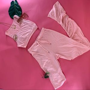 Two Piece Pink Set (stacked pants)